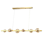 Люстра светодиодная линейная с 6-ю круглыми плафонами коньячного цвета Iona Chandelier Brass  варинант исполнения - 1 | Loft Concept в Нижнем Новгороде