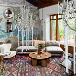 Дизайнерский угловой диван с велюровой светло-коричневой обивкой Fosse Sofa варинант исполнения - 7 | Loft Concept в Нижнем Новгороде