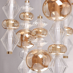 Люстра с плафонами из прозрачного и янтарного стекла в виде шаров и ромбов Gabriel Scott Luna варинант исполнения - 8 | Loft Concept в Нижнем Новгороде