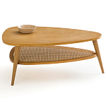 Журнальный стол из массива дуба и декором из плетеного ротанга Reyer Rattan Coffee Table варинант исполнения - 2 | Loft Concept в Нижнем Новгороде