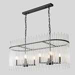 Люстра подвесная овальная со стеклянными прозрачными трубками и металлическим каркасом черного цвета Nembus варинант исполнения - 5 | Loft Concept в Нижнем Новгороде