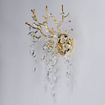 Бра золотого цвета с декоративными ветвями и прозрачными подвесками в форме листьев Droplet Chandelier варинант исполнения - 3 | Loft Concept в Нижнем Новгороде