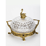 Конфетница из прозрачного рельефного стекла с ручкой и фигуркой лебедя Eden Garden варинант исполнения - 2 | Loft Concept в Нижнем Новгороде