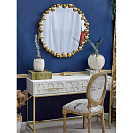 Зеркало круглое в фактурной золотистой раме из металла Mirror Golden Placer варинант исполнения - 2 | Loft Concept в Нижнем Новгороде