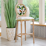 Барный стул золотистый из натурального бука с изображением птицы и цветов Blooming Birds варинант исполнения - 2 | Loft Concept в Нижнем Новгороде