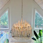 Люстра белая с несколькими ярусами деревянных палочек Bright Wooden Chandelier варинант исполнения - 2 | Loft Concept в Нижнем Новгороде