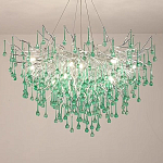 Люстра серебрянная с зелеными стеклянными подвесками в форме капель FAIRYTREE Light варинант исполнения - 1 | Loft Concept в Нижнем Новгороде
