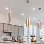 Подвесной светильник золотого цвета с двумя вытянутыми овальными рамками в форме скрепки Eurofase варинант исполнения - 8 | Loft Concept в Нижнем Новгороде