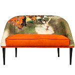 Диван двухместный из натурального бука оранжевый с цветным принтом Impressionism in Art варинант исполнения - 1 | Loft Concept в Нижнем Новгороде