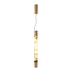 Подвесной светильник цилиндрической формы с плафоном из алебастра и металлическими торцами Латунь 60 см Cryptocrystalline Stone варинант исполнения - 2 | Loft Concept в Нижнем Новгороде