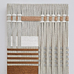 Панно из шнура Бежевая геометрическая абстракция wall panel line beige  варинант исполнения - 1 | Loft Concept в Нижнем Новгороде