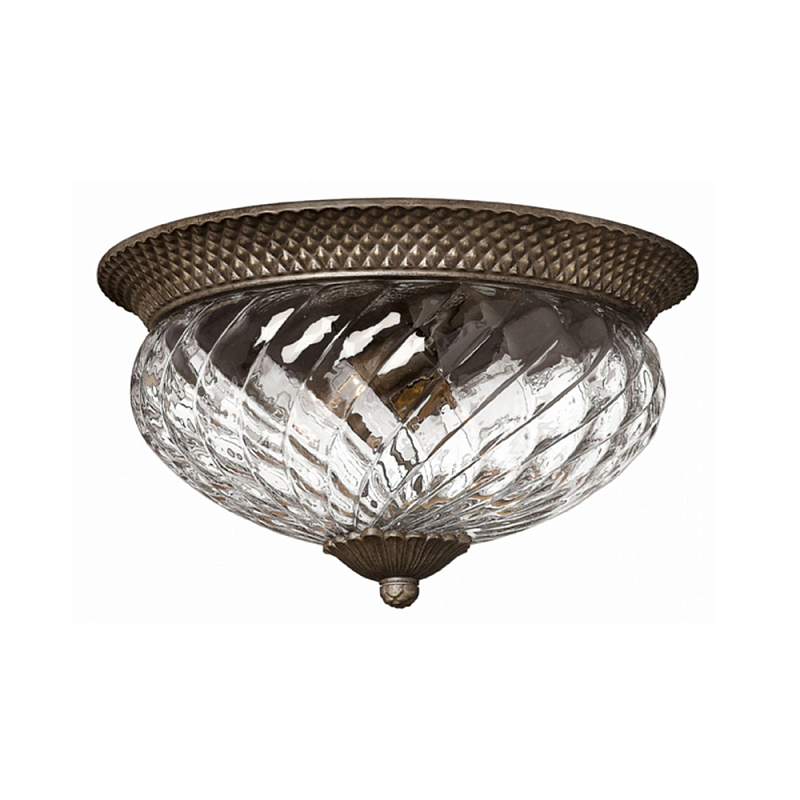 Потолочный светильник с чашеобразным плафоном из толстого волнообразного стекла и широким узорчатым основанием Hinkley Бронза Никель Прозрачное Стекло в Нижнем Новгороде | Loft Concept 