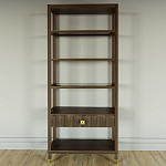 Стеллаж Elsa Dreams Walnut со стеклянными полками и ящиком варинант исполнения - 4 | Loft Concept в Нижнем Новгороде