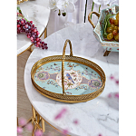 Блюдо овальное с ручкой и голубым фарфоровым дном с цветочным рисунком Blue Garden варинант исполнения - 3 | Loft Concept в Нижнем Новгороде