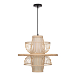 Подвесной светильник фигурный из деревянных прутьев с плафоном из натуральной ткани Light Inside the Cell варинант исполнения - 3 | Loft Concept в Нижнем Новгороде