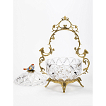 Конфетница с бронзовой ручкой и фарфоровой птичкой на крышке Eden Garden варинант исполнения - 2 | Loft Concept в Нижнем Новгороде