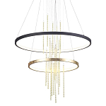 Люстра подвесная с 2-мя круглыми подвесами в черном и золотистом цвете и вертикальными подвесками Ring Horizontal варинант исполнения - 1 | Loft Concept в Нижнем Новгороде