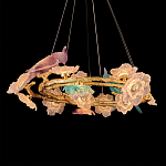 Люстра круглая на золотом каркасе с птичками и цветочным декором Miscellaneous herbs варинант исполнения - 4 | Loft Concept в Нижнем Новгороде