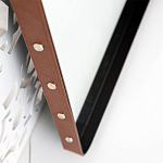 Зеркало прямоугольное в металлической раме с кожаной отделкой Loft in Reflection варинант исполнения - 3 | Loft Concept в Нижнем Новгороде