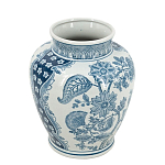Ваза округлой формы белого цвета с синим растительным узором Blue & White Ornament  варинант исполнения - 1 | Loft Concept в Нижнем Новгороде