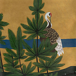 Обои ручная роспись Tsuro Cranes Original colourway on Gold Bullion gilded silk варинант исполнения - 2 | Loft Concept в Нижнем Новгороде