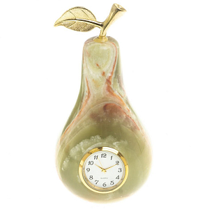Часы настольные в виде груши из натурального камня Оникс Stone Clock