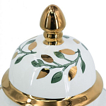 Ваза белая с крышкой с рисунком зеленых и золотых листьев 40 см Chinoiserie Ceramics варинант исполнения - 1 | Loft Concept в Нижнем Новгороде