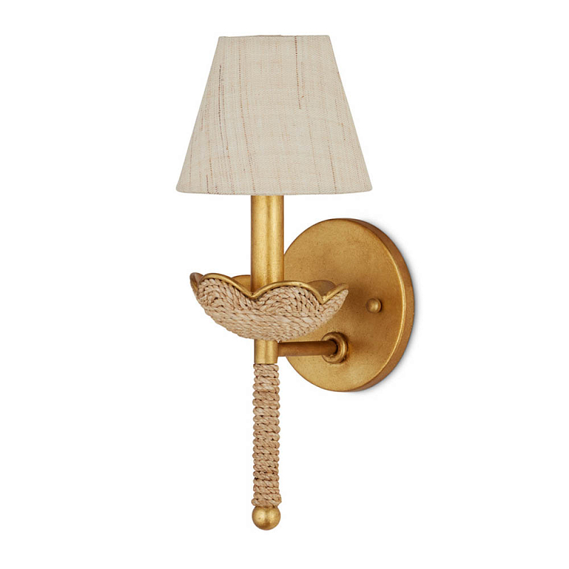 Бра из кованого железа с отделкой плетеной веревкой и сусальным золотом Parisian Style Золотой Бежевый в Нижнем Новгороде | Loft Concept 