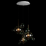 Люстра подвесная с прозрачными бирюзовыми стеклянными шарами и круглым основанием 3 лампы Giopato & Coombes варинант исполнения - 2 | Loft Concept в Нижнем Новгороде