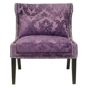 Полукресло с мягкой обивкой из жаккарда на 4-х ножках из массива березы Baroque Armchair violet