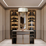 Люстра подвесная круглая с тканевым полупрозрачным абажуром и подвесками 4 лампы Gilded Elegance варинант исполнения - 8 | Loft Concept в Нижнем Новгороде