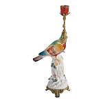 Подсвечник с попугаем из фарфора с бронзовыми элементами Eden Garden варинант исполнения - 3 | Loft Concept в Нижнем Новгороде