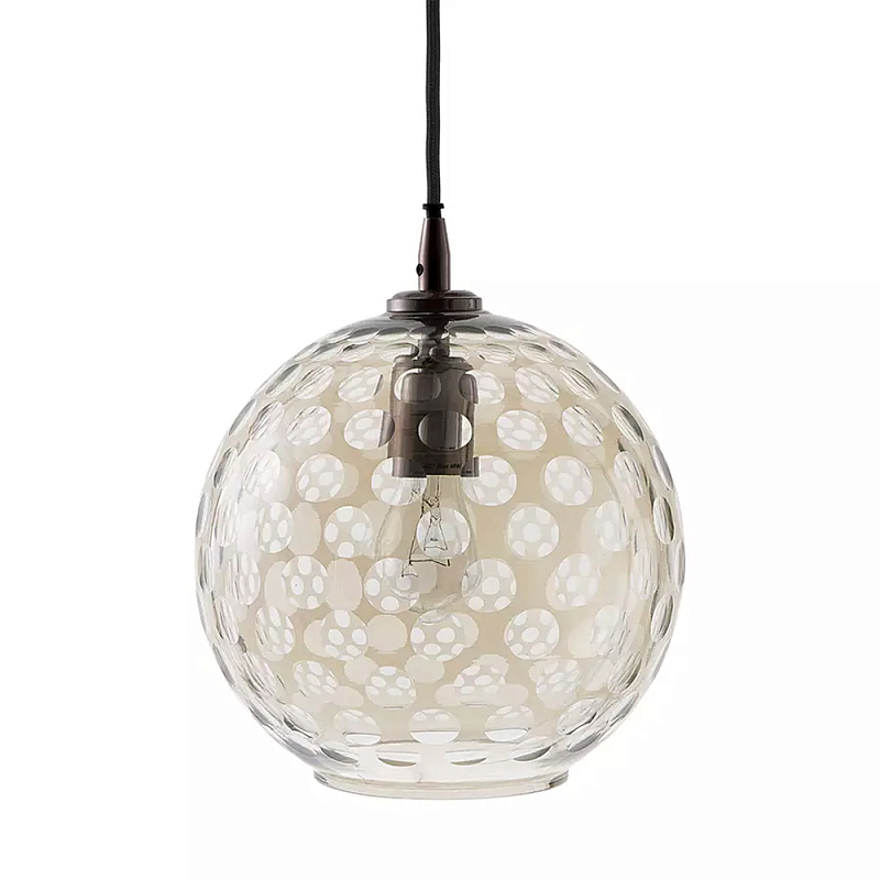 Подвесной светильник с плафоном в форме шара из стекла с рельефным узором Glass Pattern Lamp Коричневый в Нижнем Новгороде | Loft Concept 