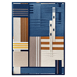 Панно из шнура Синяя геометрическая абстракция wall panel line Blue варинант исполнения - 4 | Loft Concept в Нижнем Новгороде