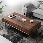 Кофейный стол из массива дерева с выдвижными ящиками Coffee Walnut Table варинант исполнения - 1 | Loft Concept в Нижнем Новгороде
