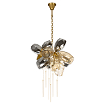 Люстра подвесная со стеклянными плафонами из дымчатого и золотистого с шестью вертикальными подвесками Gilded Mirage  варинант исполнения - 2 | Loft Concept в Нижнем Новгороде