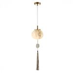 Подвесной светильник с шарообразным плафоном из белого стекла с подвеской из камня и кисточкой Agatelle варинант исполнения - 3 | Loft Concept в Нижнем Новгороде