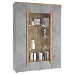 Шкаф-витрина с фасадом серого цвета 4-х дверная Grace of Furniture варинант исполнения - 1 | Loft Concept в Нижнем Новгороде