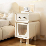 Тумбочка прикроватная с ящиком и стеклянной дверцей Робот Robot Bedside варинант исполнения - 2 | Loft Concept в Нижнем Новгороде