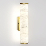 Бра с цилиндрическим плафоном из белого алебастра на прямоугольном основании Латунь Cryptocrystalline Stone варинант исполнения - 1 | Loft Concept в Нижнем Новгороде