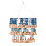 Люстра трехъярусная с декором из круглых деревянных бусин с кисточками Blue Wooden Beads Chandelier варинант исполнения - 1 | Loft Concept в Нижнем Новгороде