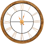 Часы настенные деревянные с римскими цифрами бронзового цвета Clock with History варинант исполнения - 1 | Loft Concept в Нижнем Новгороде