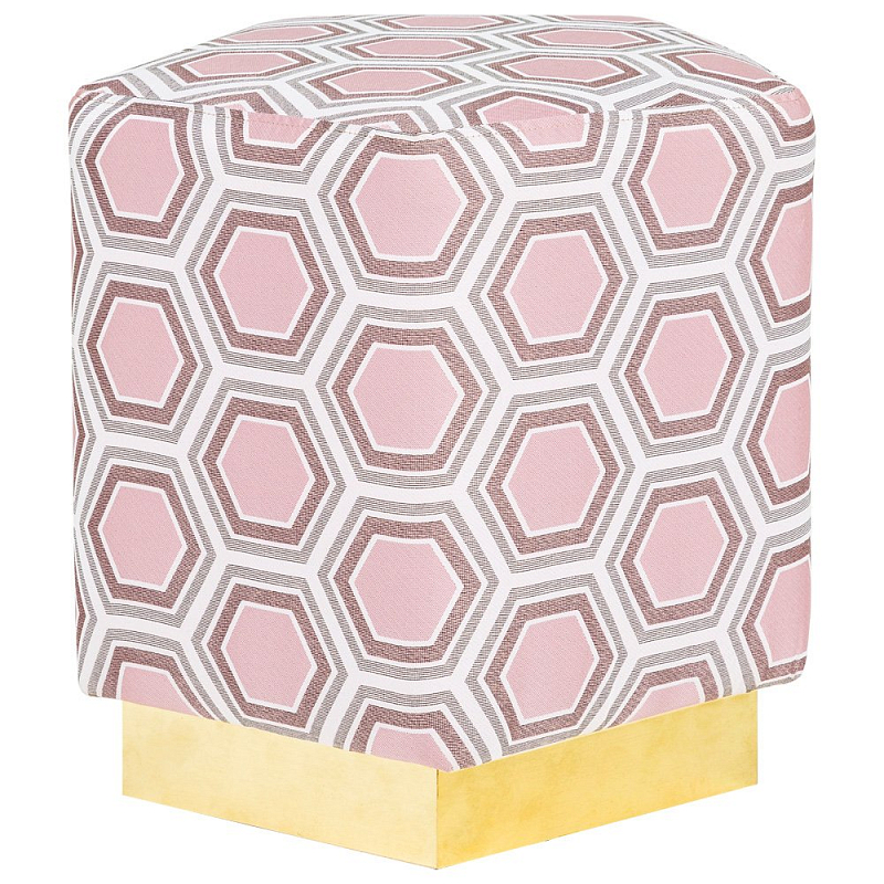 Пуф Hexagon Pink Geometry Латунь Розовый пастельный Белый в Нижнем Новгороде | Loft Concept 