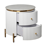 Тумбочка белая круглая с мраморной столешницей Thoroughbass варинант исполнения - 5 | Loft Concept в Нижнем Новгороде