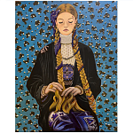 Панно ручная вышивка бисером Портрет девушки в голубых тонах варинант исполнения - 1 | Loft Concept в Нижнем Новгороде