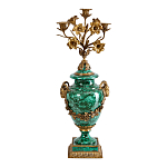 Подсвечник из фарфора с бронзовыми цветочными элементами Malachite Candlestick варинант исполнения - 1 | Loft Concept в Нижнем Новгороде