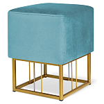 Пуф квадратный голубой велюр на золотом металлическом основании Celeste Blue варинант исполнения - 1 | Loft Concept в Нижнем Новгороде