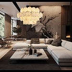 Люстра четырехъярусная с подвесками в форме дисков Cryptocrystalline Stone варинант исполнения - 5 | Loft Concept в Нижнем Новгороде