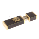 Флешка на 16 гб с декоративной металлической вставкой Герба РФ из натурального камня Обсидиан Черный Stone Flash Drive варинант исполнения - 3 | Loft Concept в Нижнем Новгороде