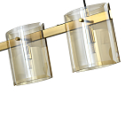 Подвесной светильник светодиодный с 5-ю цилиндрическими плафонами коньячного цвета из стекла и стали Andrea Сhandelier Сognac варинант исполнения - 1 | Loft Concept в Нижнем Новгороде